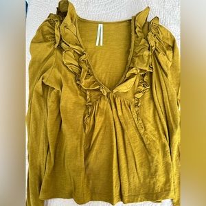Anthropologie Ruffled V-Neck Top